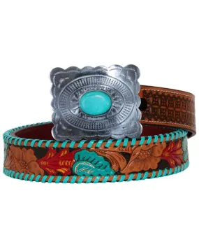 Myra Bag Women's Tropical Forest Hand-Tooled Leather Belt