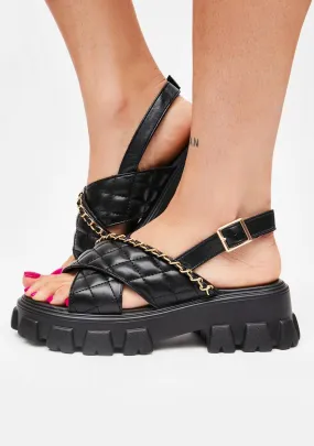 Noir Lie For U Quilted Platform Sandals-