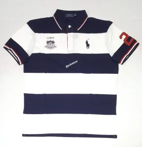 Nwt Polo Ralph Lauren Stripe USA Big Pony #2 Custom Slim Fit Polo