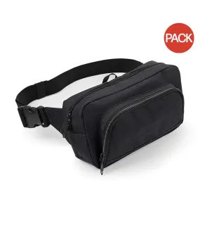 Pack of 2  Organiser belt / waistpack bag 2.5 litres  one size black BagBase