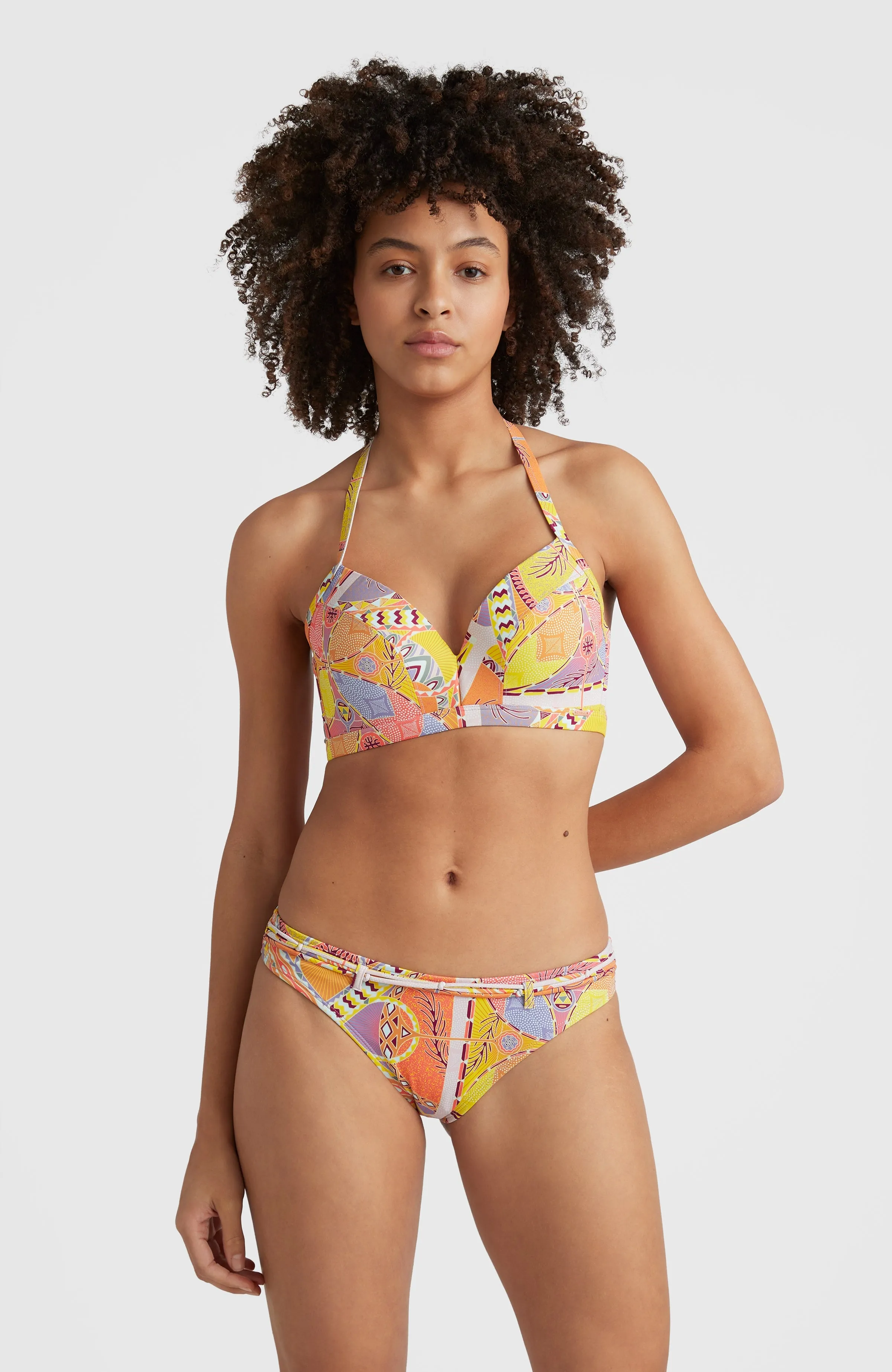 Panama Mould Wire Bra Bikini Top | Yellow Scarf Print