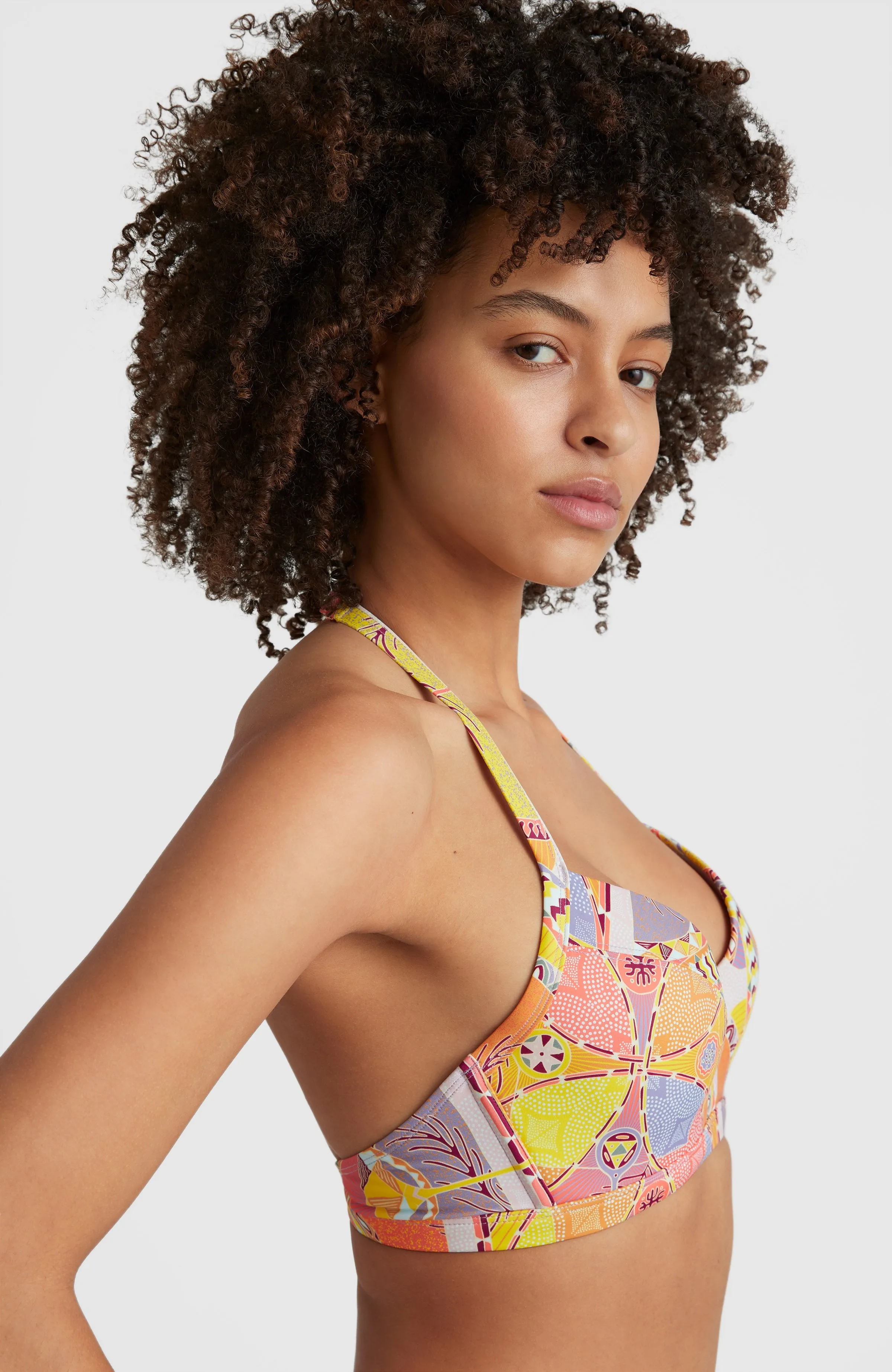 Panama Mould Wire Bra Bikini Top | Yellow Scarf Print