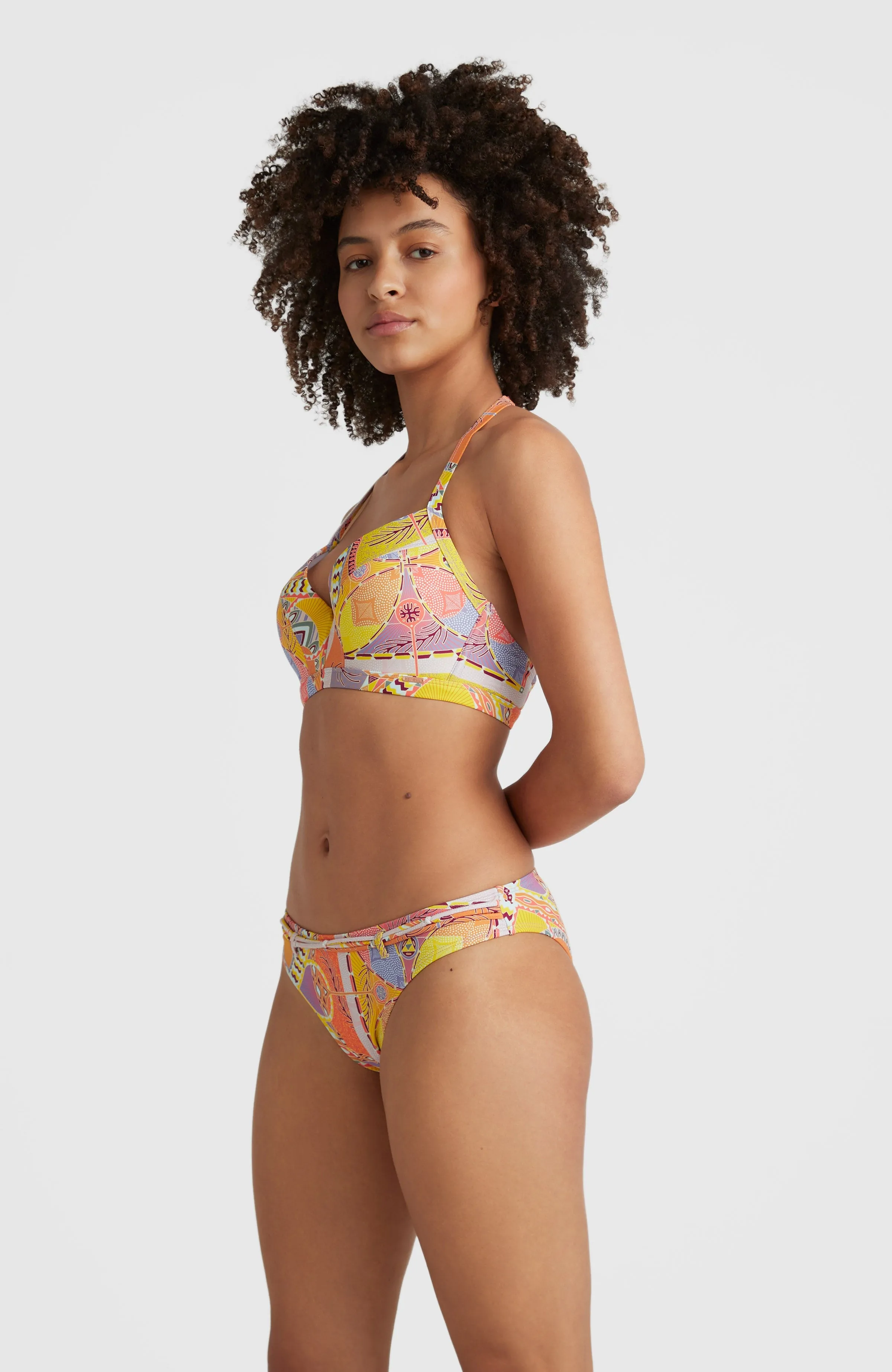 Panama Mould Wire Bra Bikini Top | Yellow Scarf Print