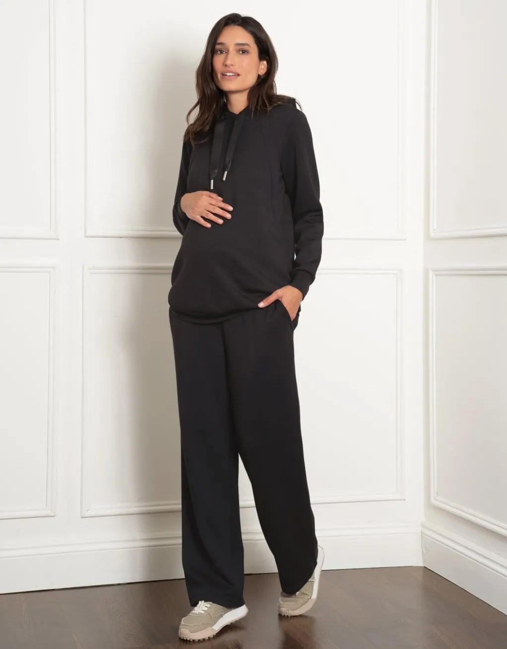 Perdita | Modal Blend Black Maternity & Nursing Hoodie