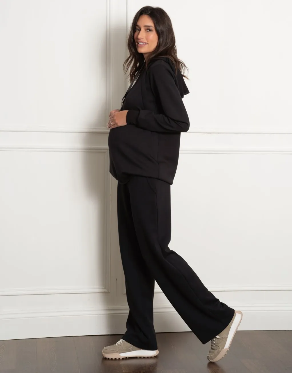 Perdita | Modal Blend Black Maternity & Nursing Hoodie