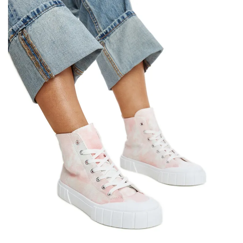 Pink Raissa high-top fabric sneakers