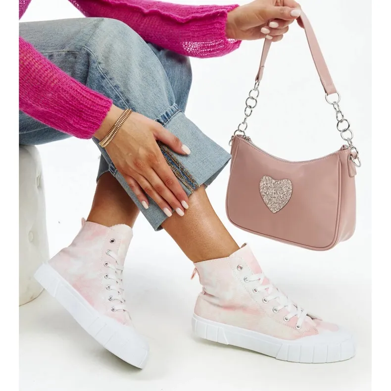 Pink Raissa high-top fabric sneakers