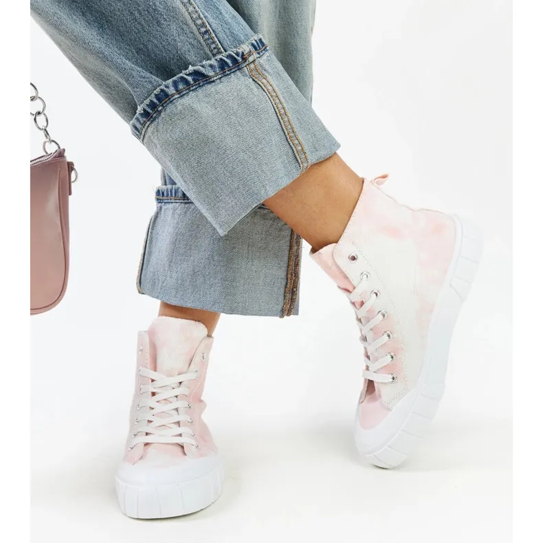 Pink Raissa high-top fabric sneakers