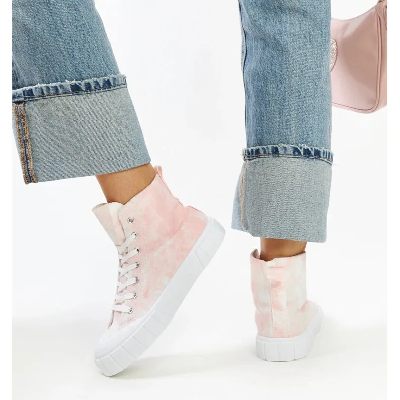 Pink Raissa high-top fabric sneakers