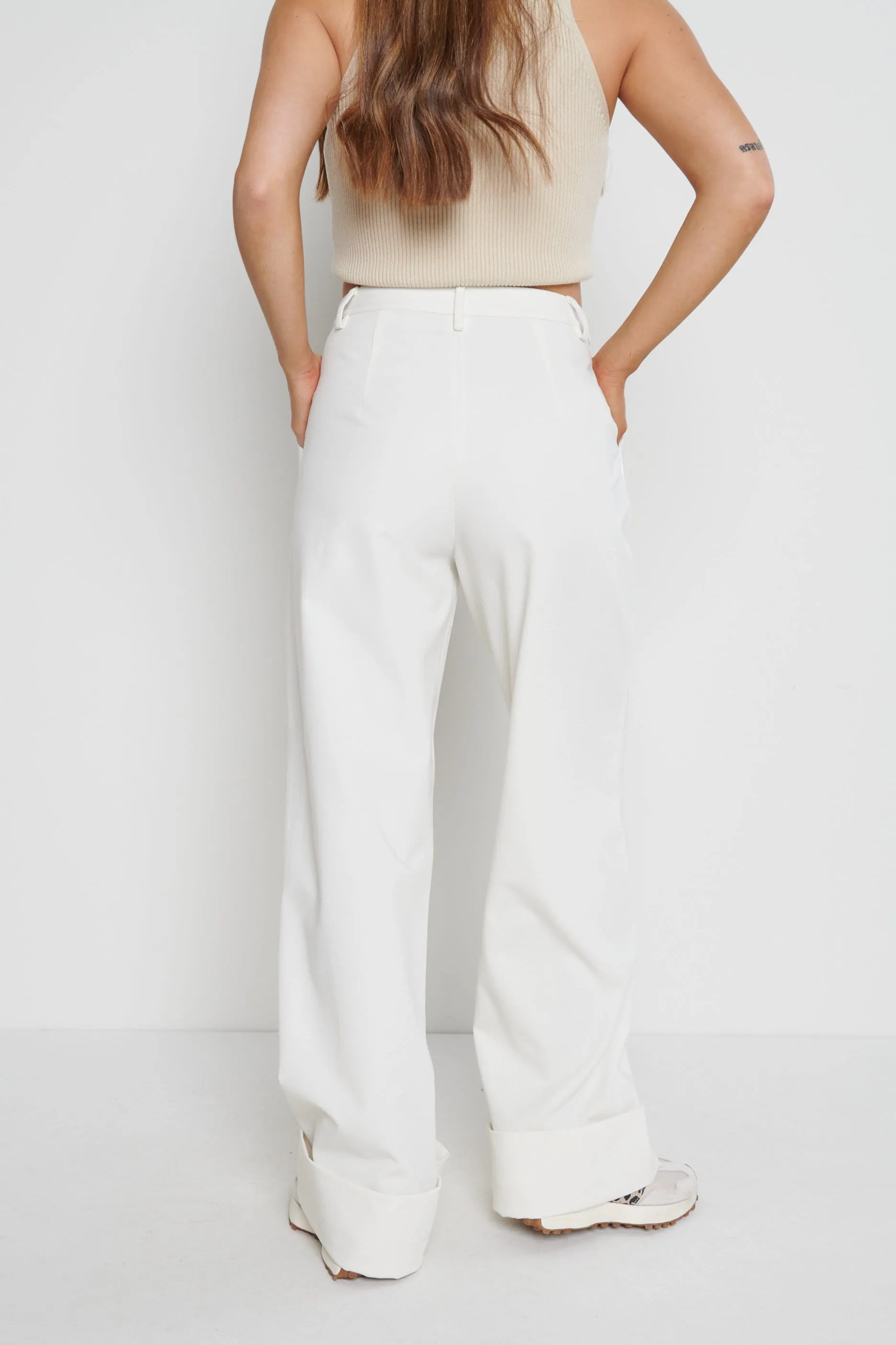 Rae Wide Leg Trousers - Cream