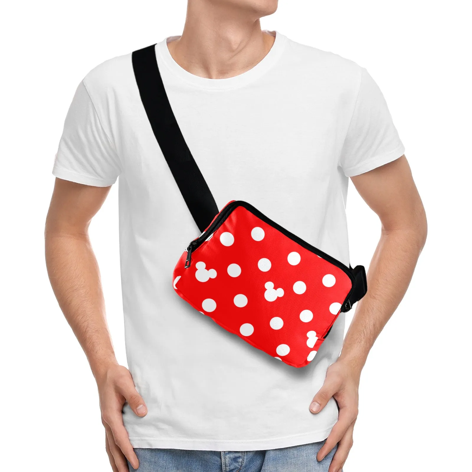 Red With White Mickey Polka Dots Belt Bag