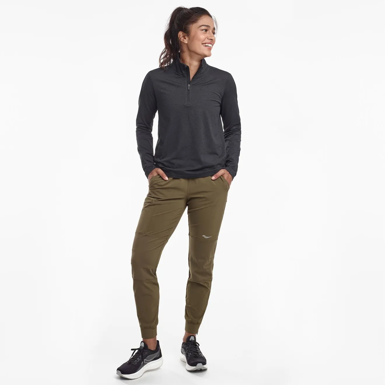 Saucony Women's Sunday 1/4 Zip Black Heather | Buy Saucony Women's Sunday 1/4 Zip Black Heather here | Outnorth