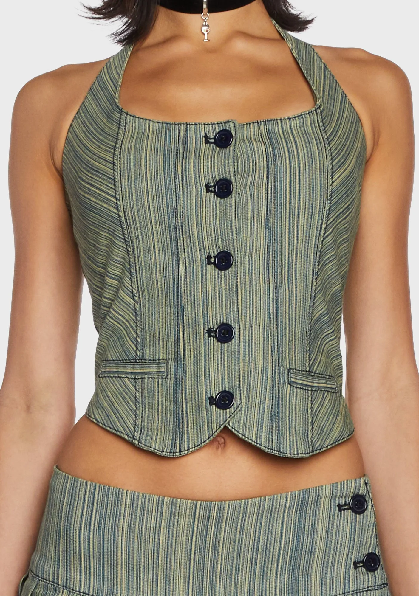 Sliding Doors Pinstripe Vest-