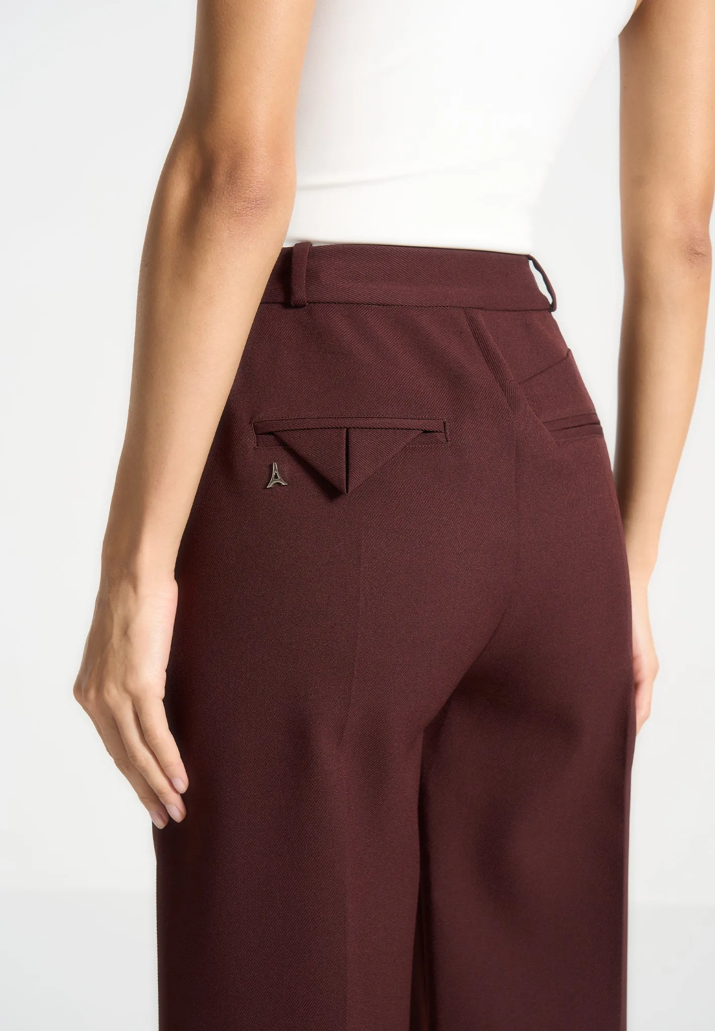 Tailored Twin Pleat Trousers - Wine Red