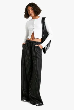 Tall Drawstring Stripe Wide Leg Trousers