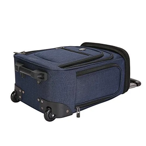 Travelers Club Top Expandable +50% Capacity Luggage with USB Port, Navy Blue, 17