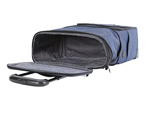 Travelers Club Top Expandable +50% Capacity Luggage with USB Port, Navy Blue, 17