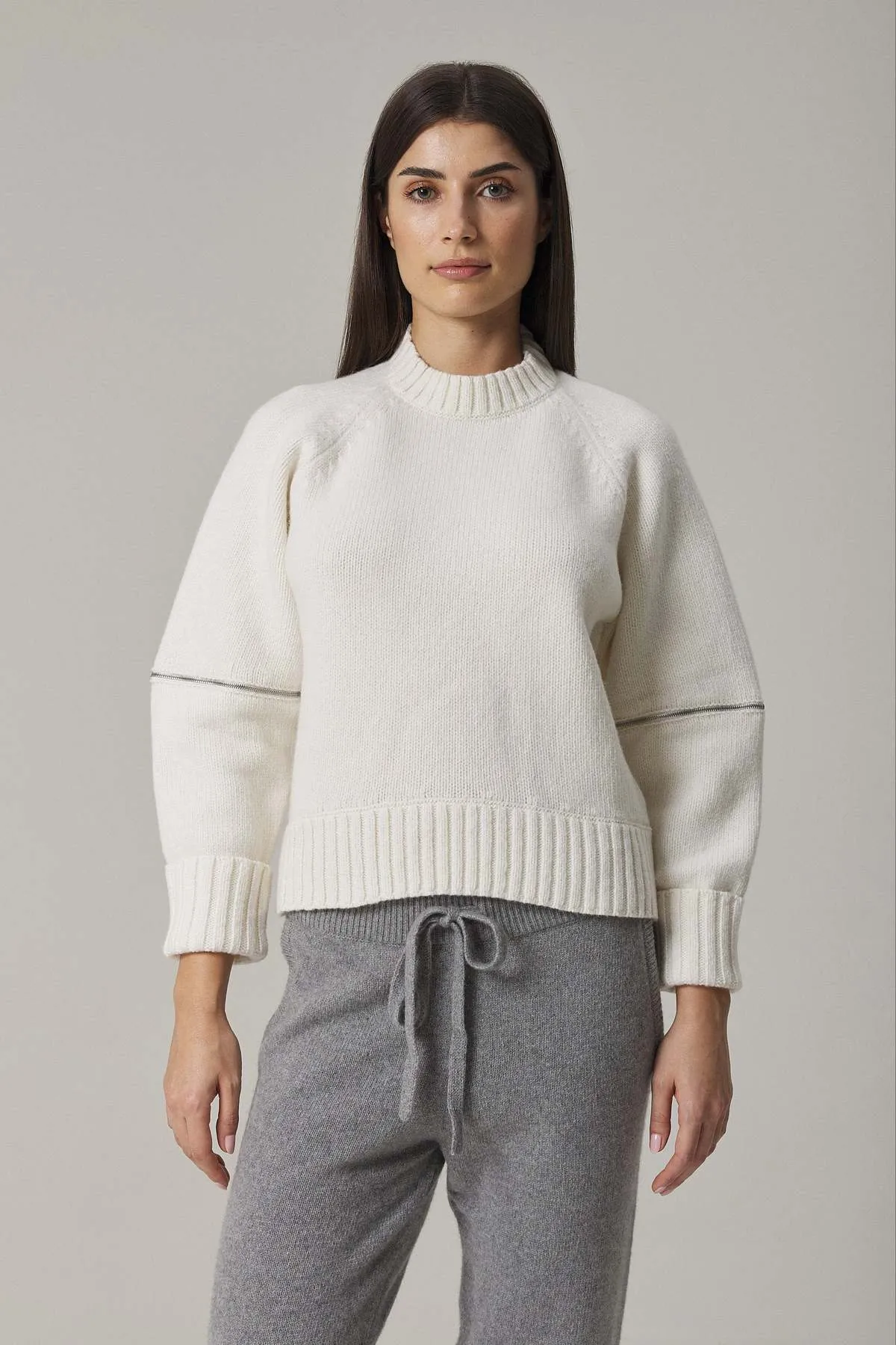 Val Cashmere Blend Pullover With Lace Inserts - Sugar