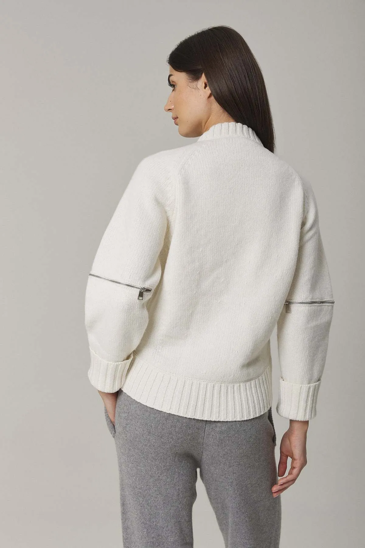 Val Cashmere Blend Pullover With Lace Inserts - Sugar