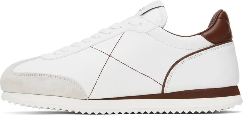 Valentino Garavani White & Brown Stud Around Sneakers