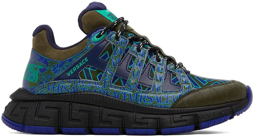 Versace Blue & Green Trigreca Sneakers