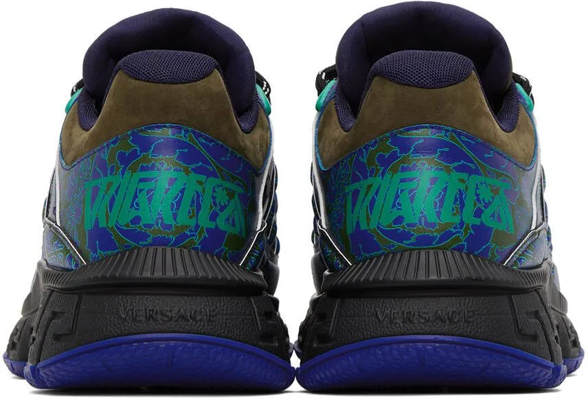 Versace Blue & Green Trigreca Sneakers