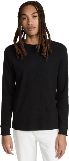 Vince Thermal Long Sleeve Crew Neck Pullover Tee -Black