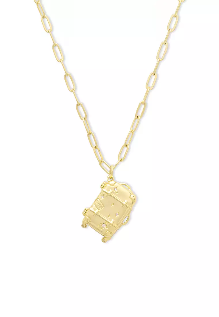 Wanderlust + Co Found Luggage Gold Necklace