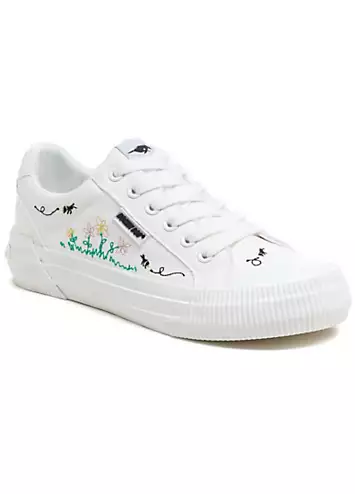 White Cheery Embroidery 12A Trainers by Rocket Dog | Look Again