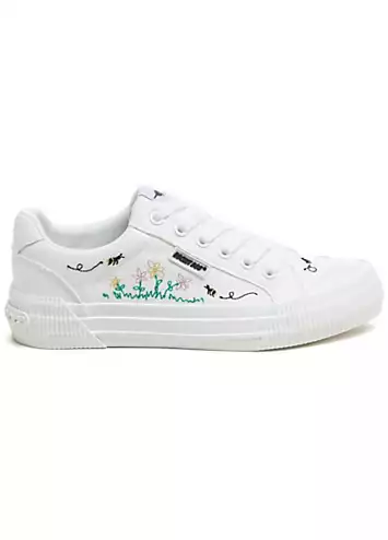 White Cheery Embroidery 12A Trainers by Rocket Dog | Look Again