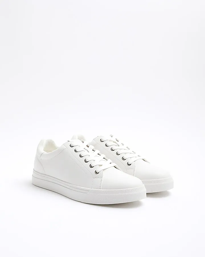 White lace up trainers