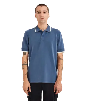 White Tipped Collar Polo - Blue