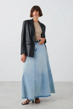 Wide denim skirt