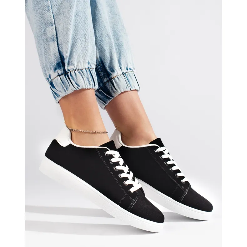 Women's black suede sneakers