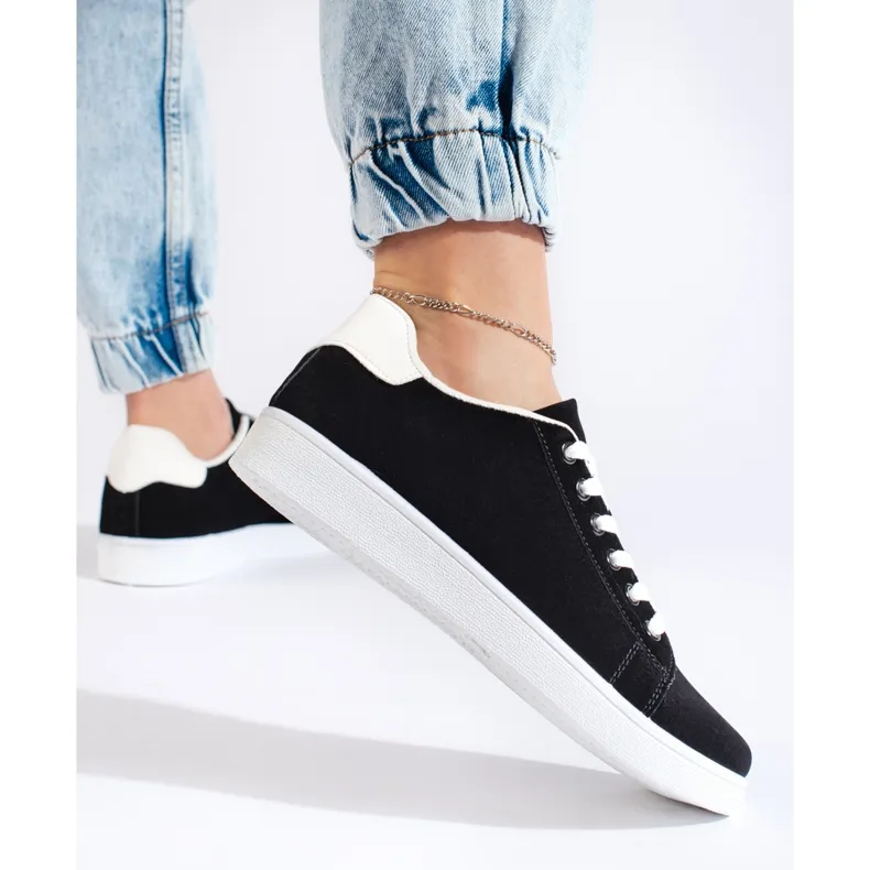 Women's black suede sneakers