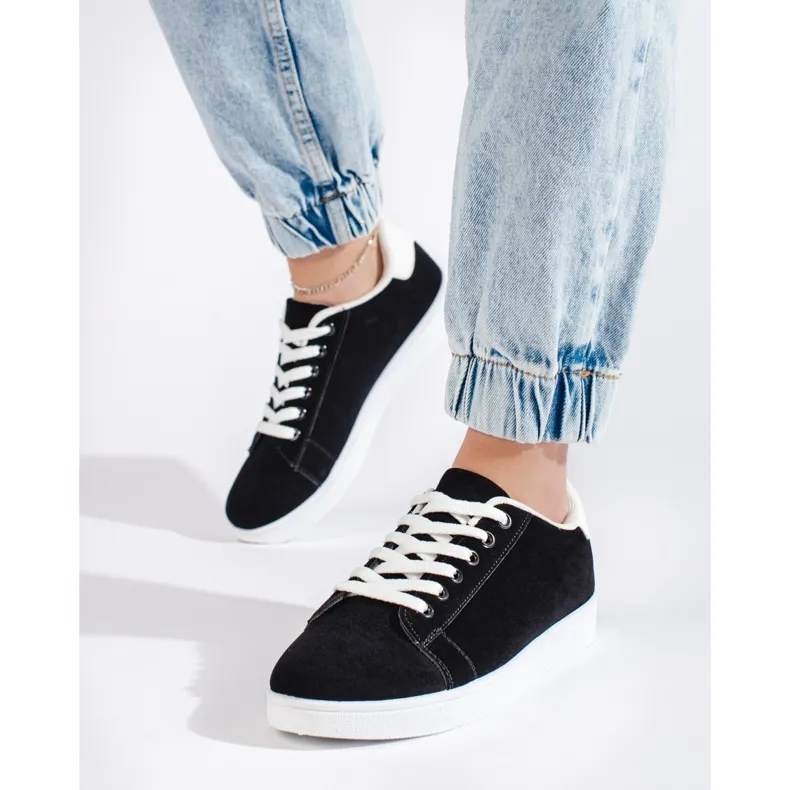 Women's black suede sneakers