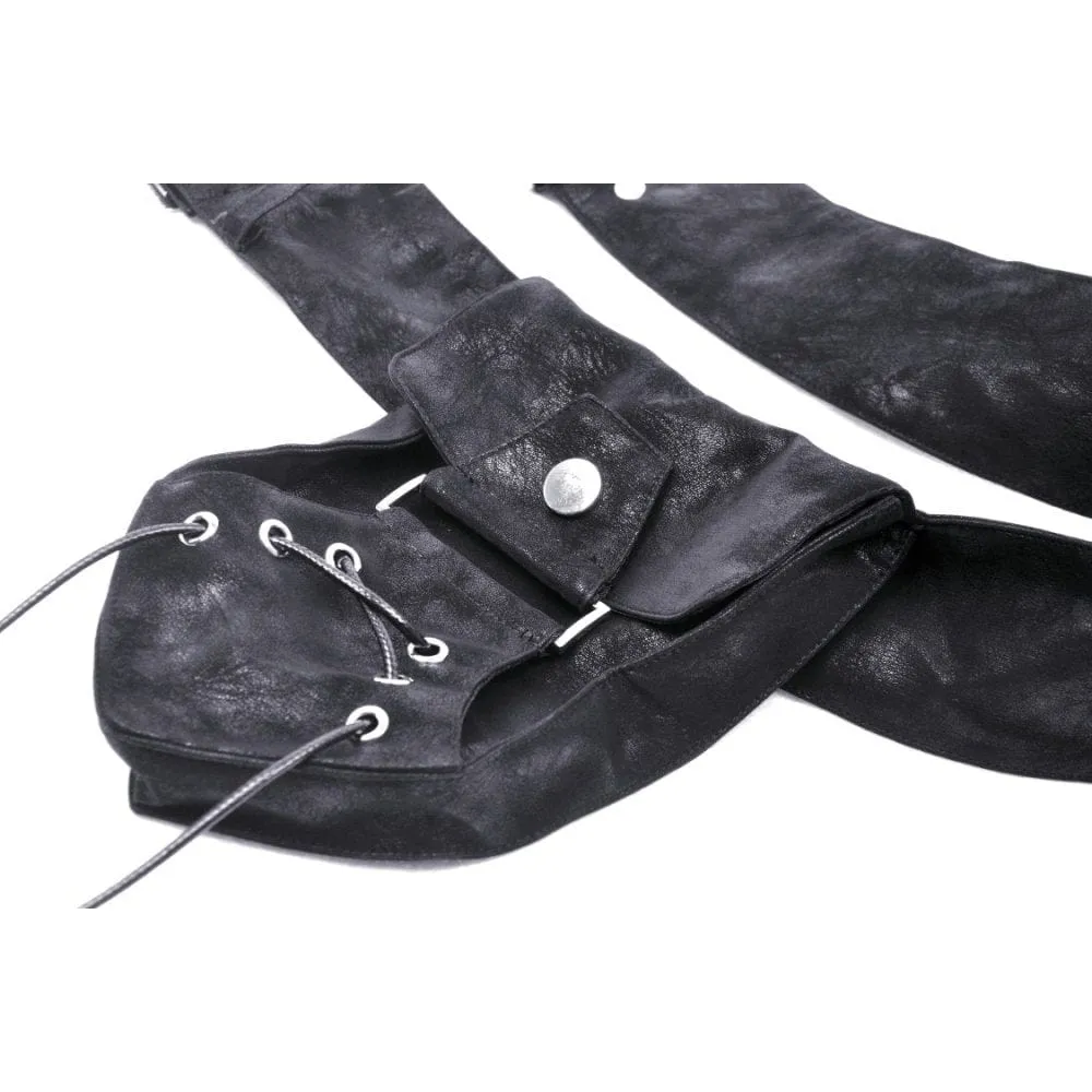 Women's Punk Studded Faux Leather Belt with Bag