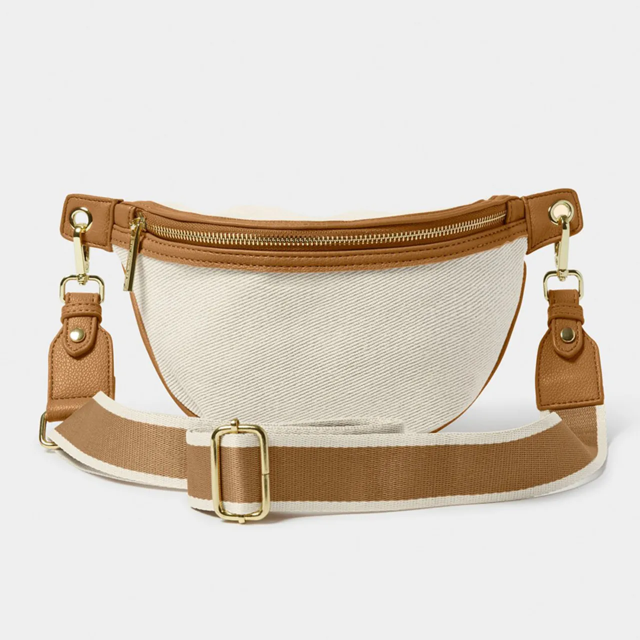 Women's Katie Loxton Capri Canvas Belt Bag - Tan and Off White