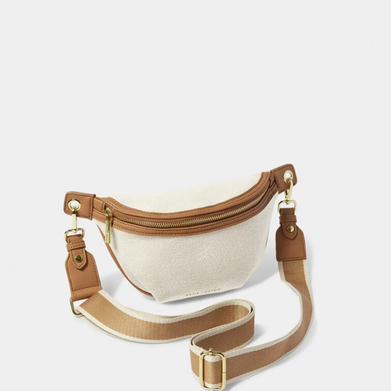 Women's Katie Loxton Capri Canvas Belt Bag - Tan and Off White