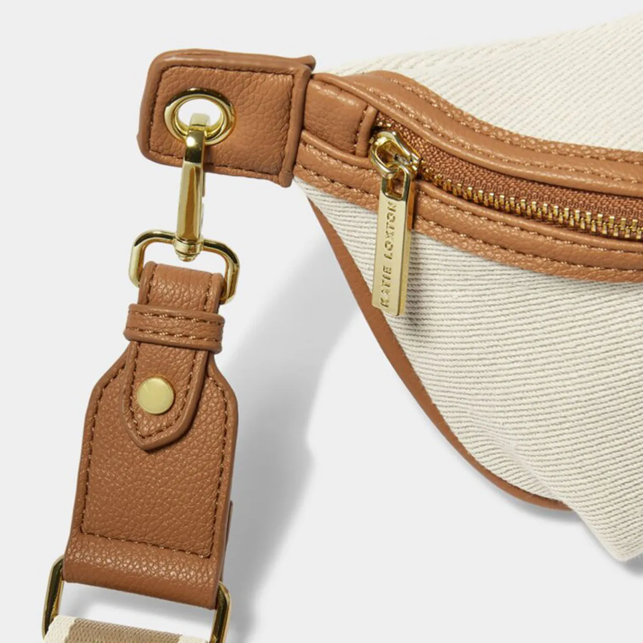 Women's Katie Loxton Capri Canvas Belt Bag - Tan and Off White