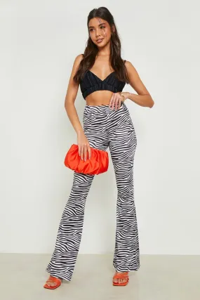 Zebra High Waisted Flared Trousers